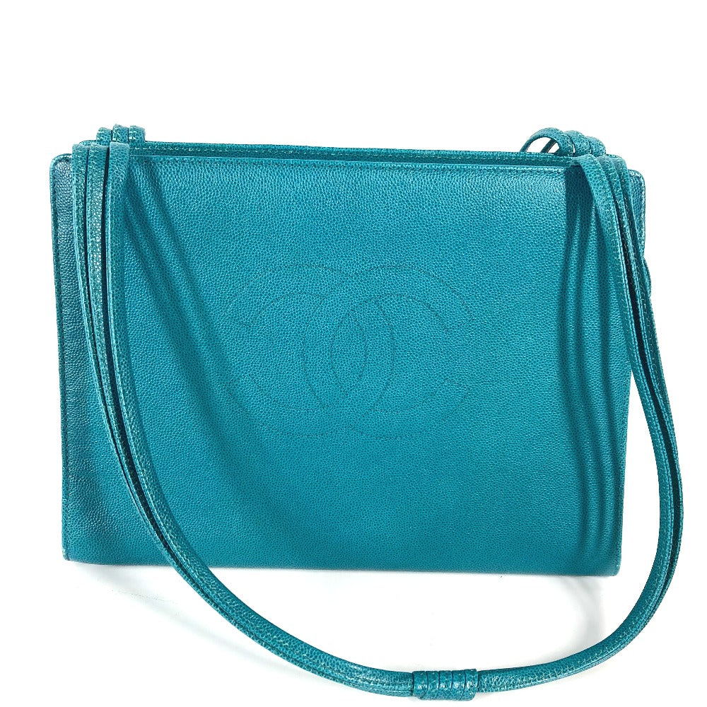 Chanel Caviar skin type CC COCO Mark Green Shoulder Bag