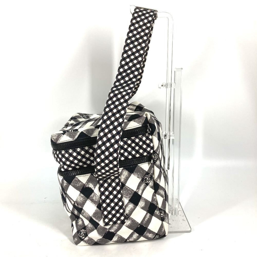 Chanel Check CC COCO Mark White Canvas Shoulder Bag