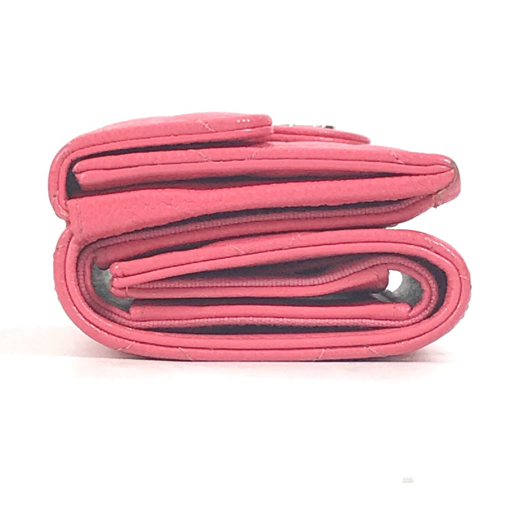 CHANEL Trifold wallet Caviar skin pink quilting CC COCO Mark Matelasse Women  