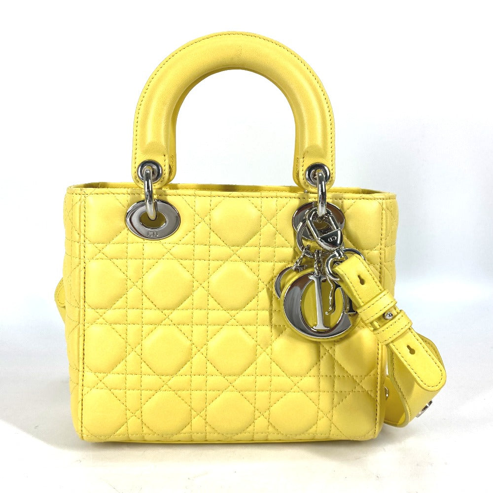 Dior Handbag Lambskin Yellow Lady My Abc Women Travel Bag