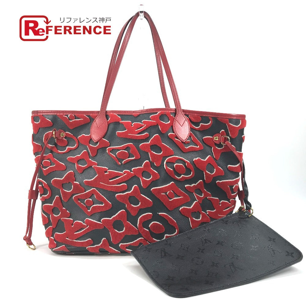 Louis Vuitton M45544 toughage LVxUF Urs Fischer Monogram Canvas Red Neverfull Tote Bag