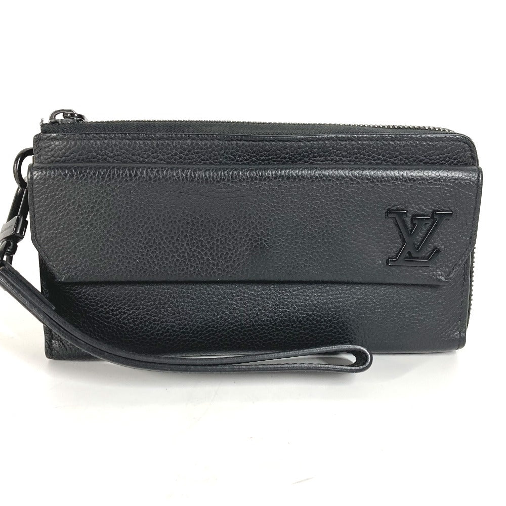 Louis Vuitton Long Purse M69831 Grain Aerogram Leather Black Wallet Case