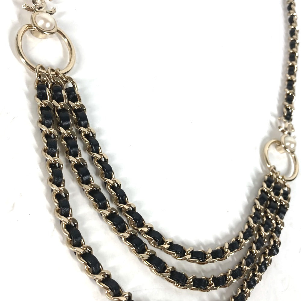 CHANEL belt Leather, Metal black B22C COCO Mark Chain belt Women  