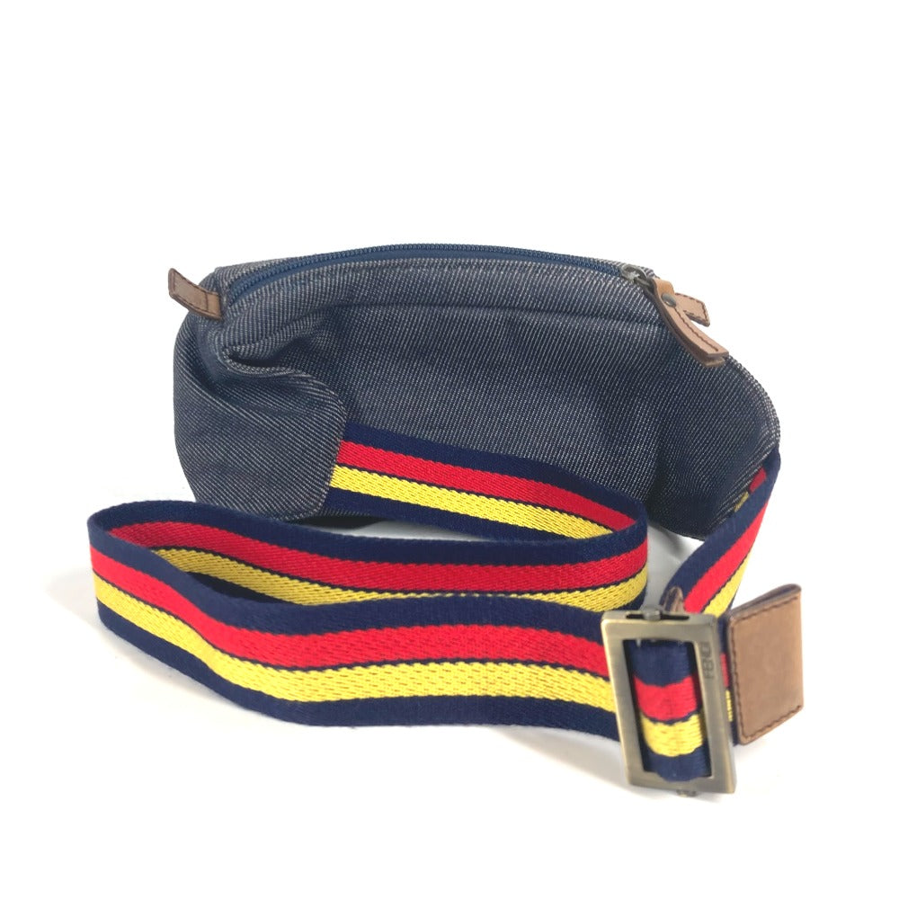 Fendi Sling Bag Rainbow Ff Women Leather Canvas Denim Crossbody Bag