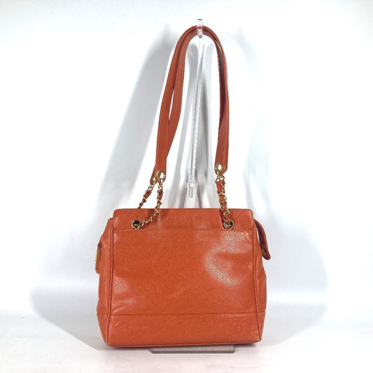 Chanel Caviar skin Triple Coco CC COCO Orange Tote Bag