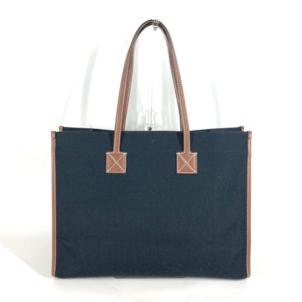 Burberry Shoulder Bag Freya Tote Women Leather Canvas Black