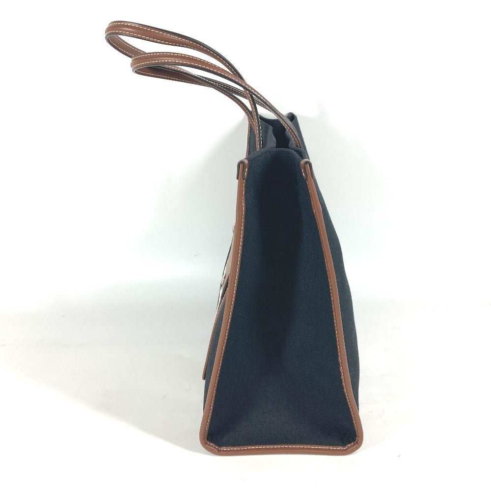 Burberry Shoulder Bag Freya Tote Women Leather Canvas Black