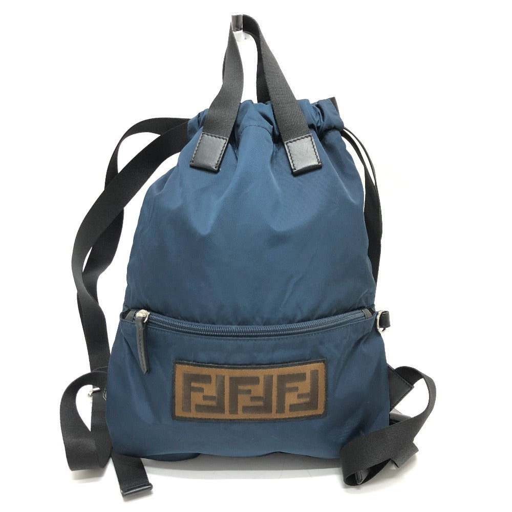Fendi Backpack 8Bz045 Zucca Unisex Unisex Nylon Navy Logo