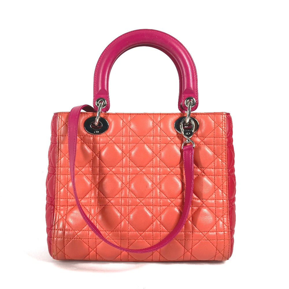 Dior Handbag Lambskin Tricolor Color Lady Women Pink Travel Bag