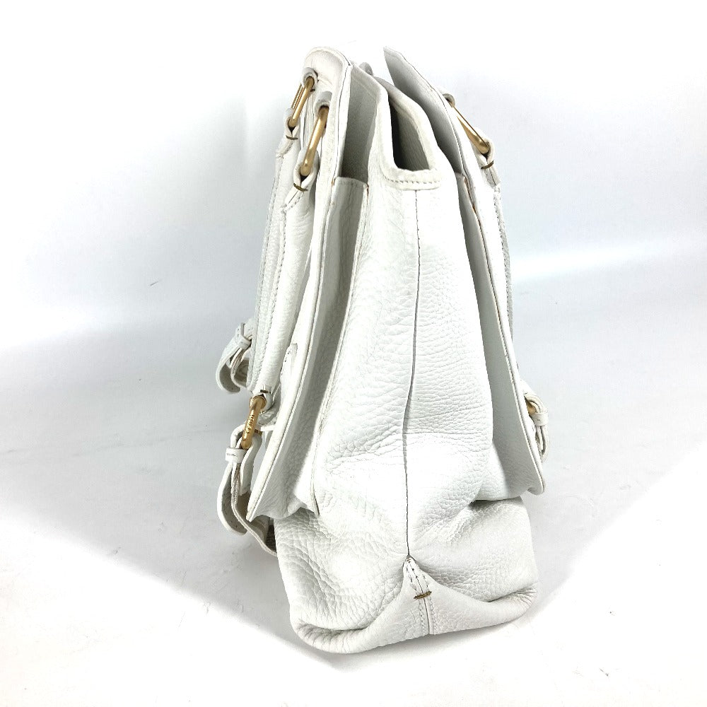 Fendi Shoulder Bag 8Bn167 Roman Horse Selleria Women Leather White Logo