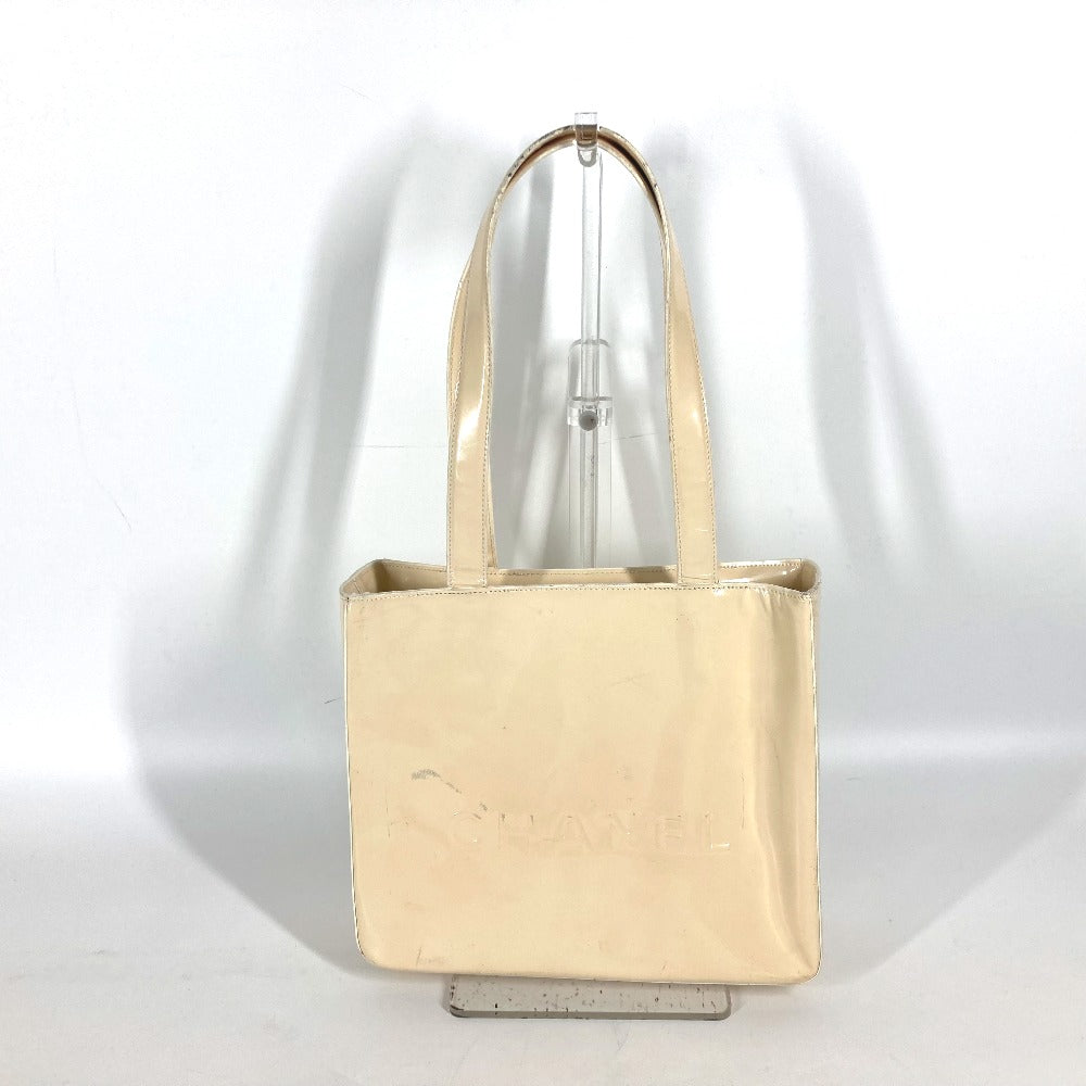 Chanel Patent Ivorytype logo Leather Shoulder Bag