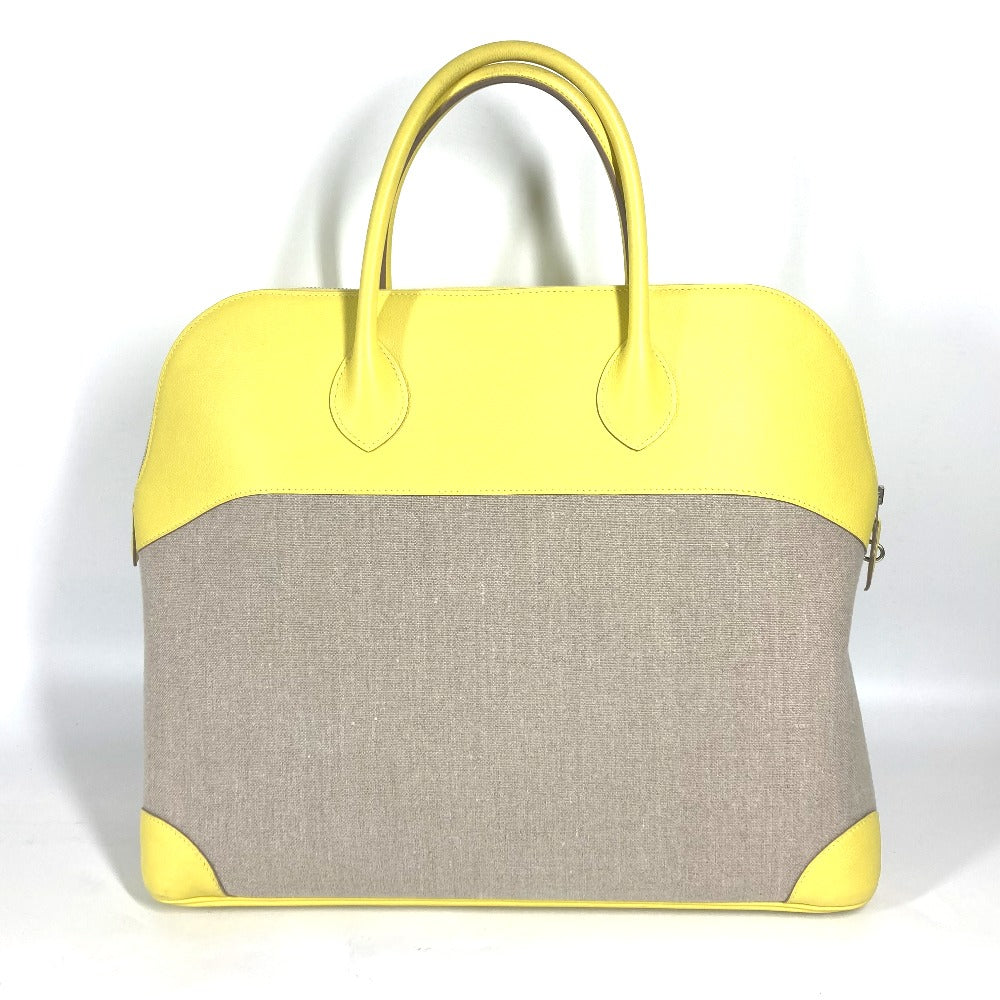 Hermes Tote Bag Swift Toile Shoulder Bag Boston Duffel Yellow