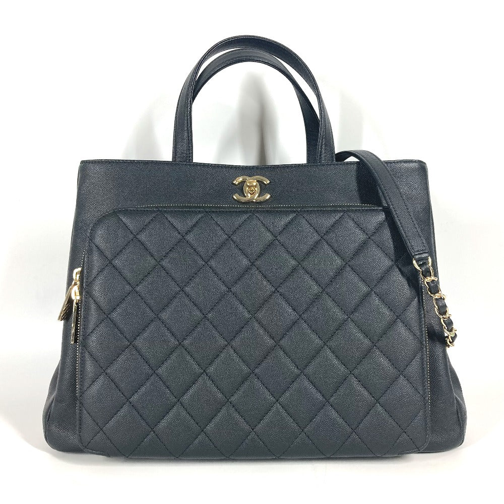 Chanel Caviar skin CC COCO Mark Affinity Black Shoulder Bag
