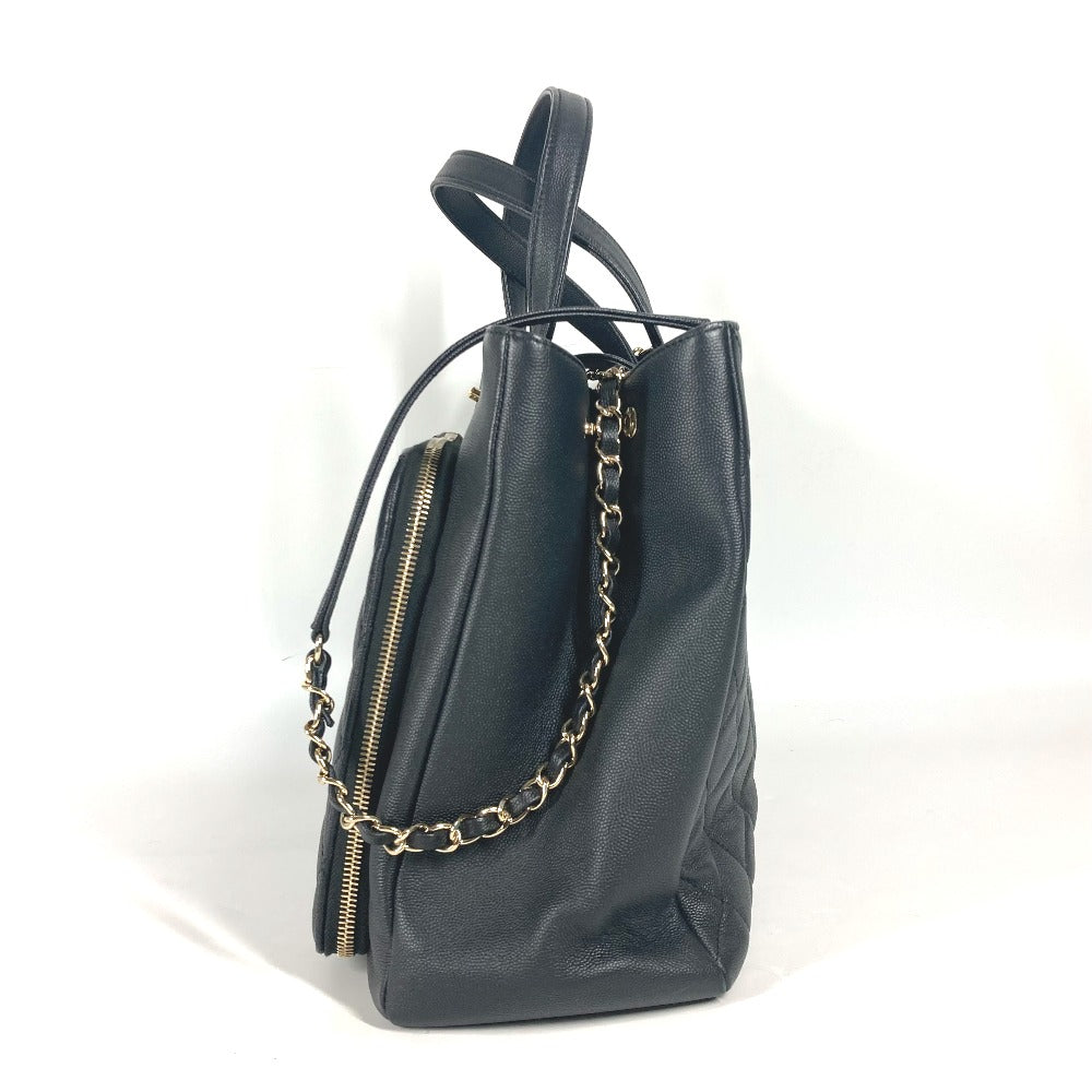Chanel Caviar skin CC COCO Mark Affinity Black Shoulder Bag