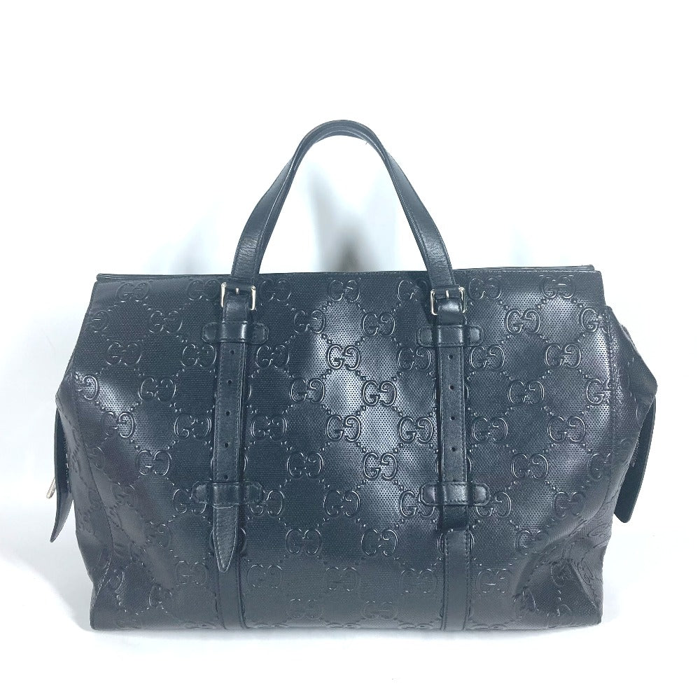 Gucci Boston Duffel GG emboss Leather Black Shoulder Bag