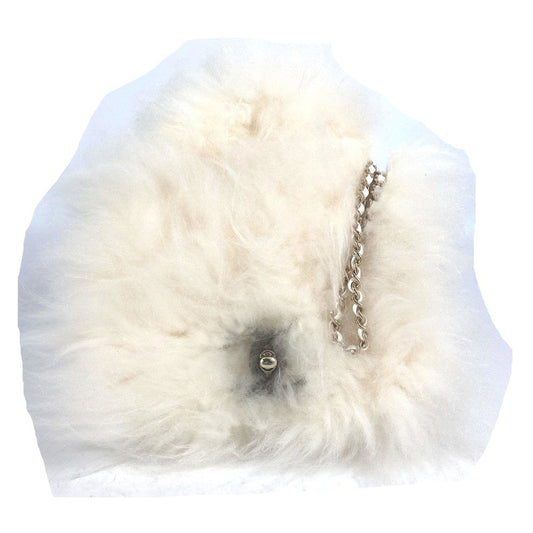 Chanel Fur CC COCO Mark Matelasse White Leather Crossbody Bag