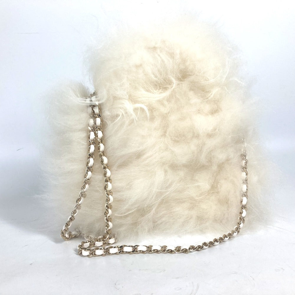 Chanel Fur CC COCO Mark Matelasse White Leather Crossbody Bag