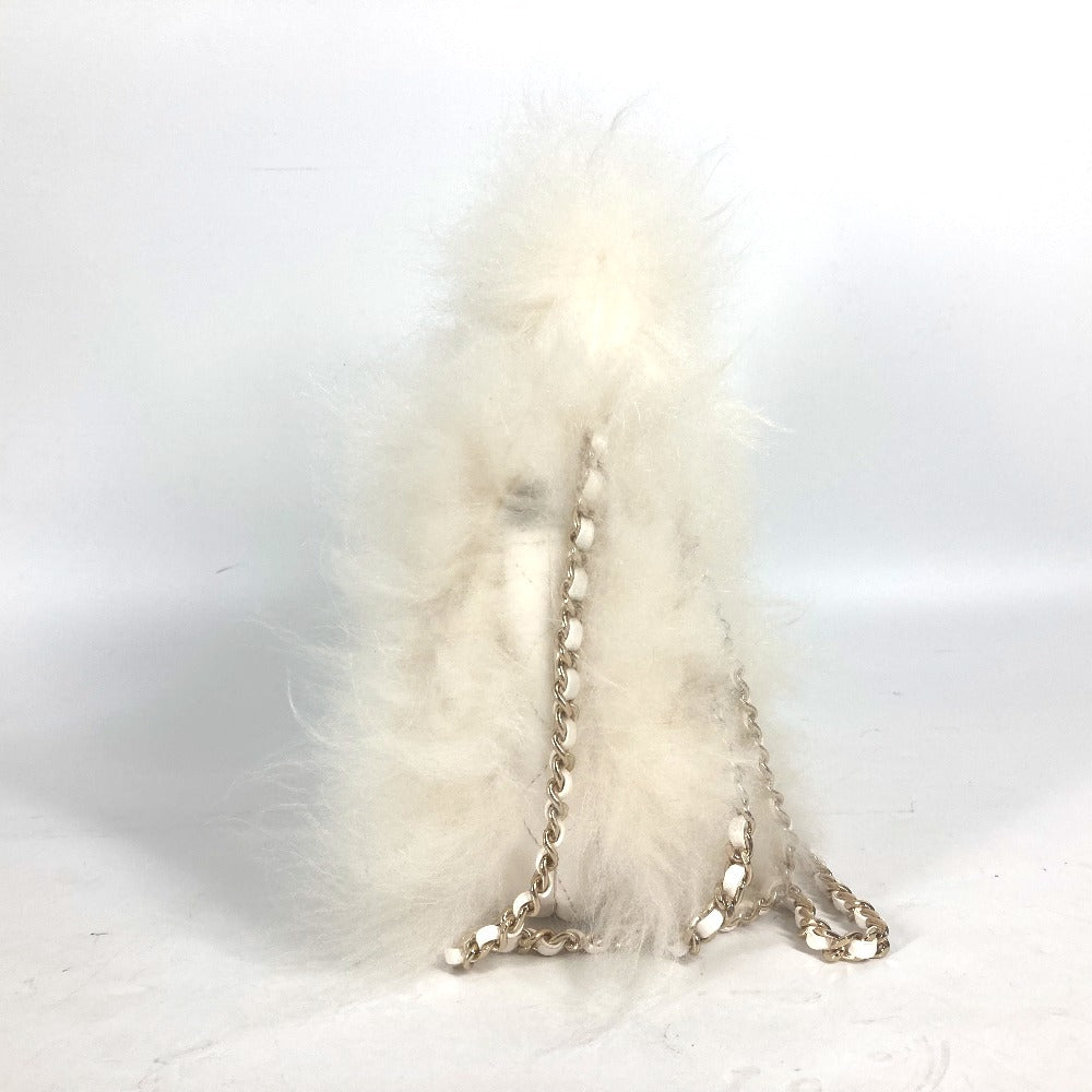 Chanel Fur CC COCO Mark Matelasse White Leather Crossbody Bag