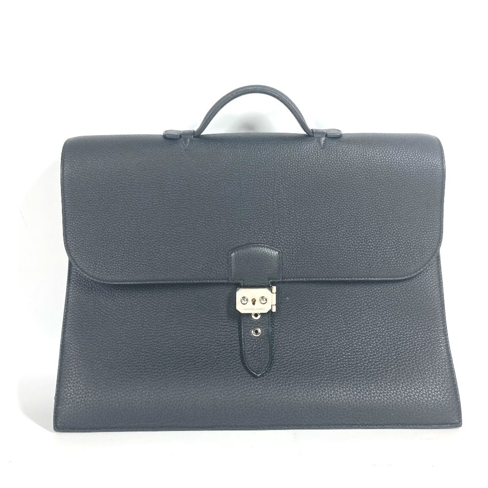 Hermes Business Bag Togo Briefcase Sac Adepeche Mens Black Travel Bag