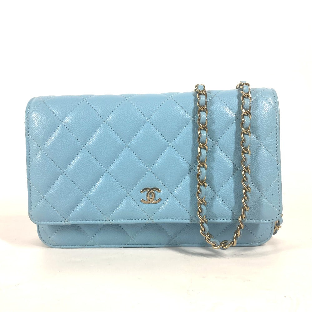 Chanel Caviar skin Light CCCOCO Mark Matelasse Blue Shoulder Bag
