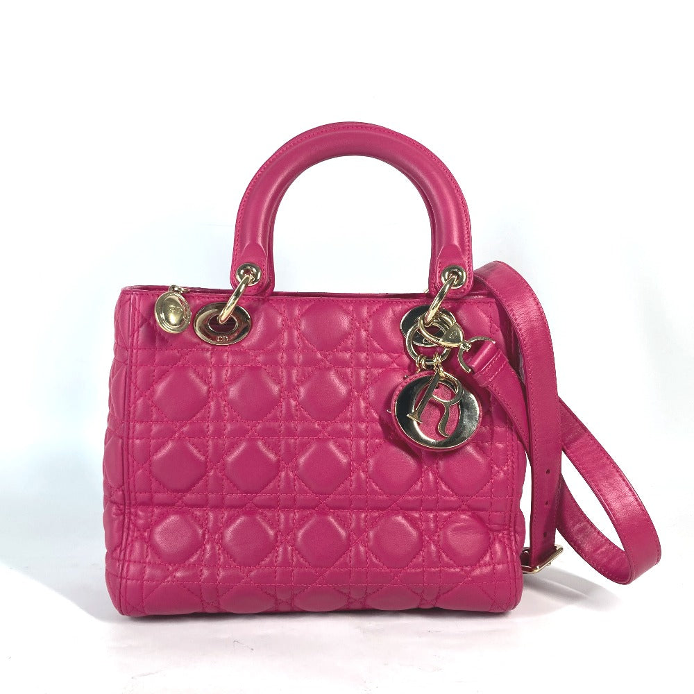 Dior Handbag Lambskin Crossbody Lady Women Pink Crossbody Bag