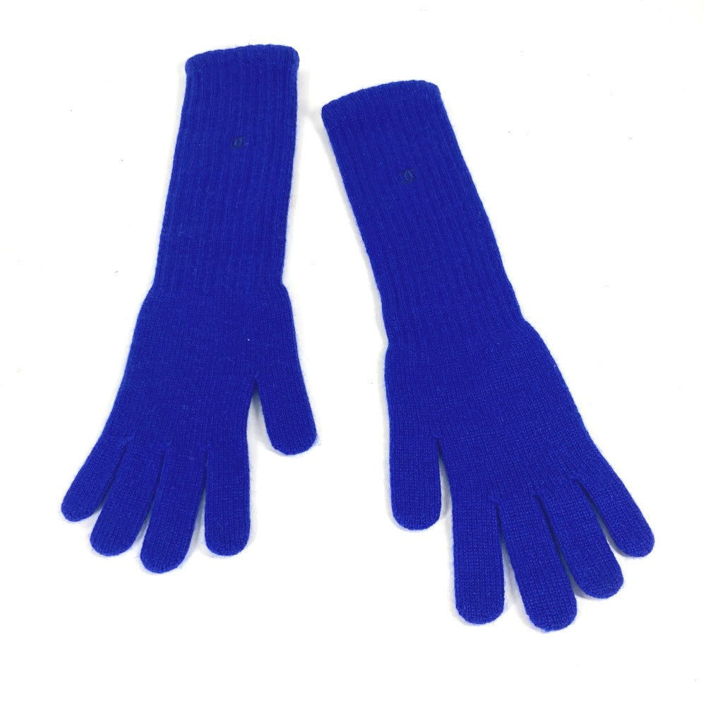 Chanel gloves cashmere Long Gloves CC COCO Blue Handbag