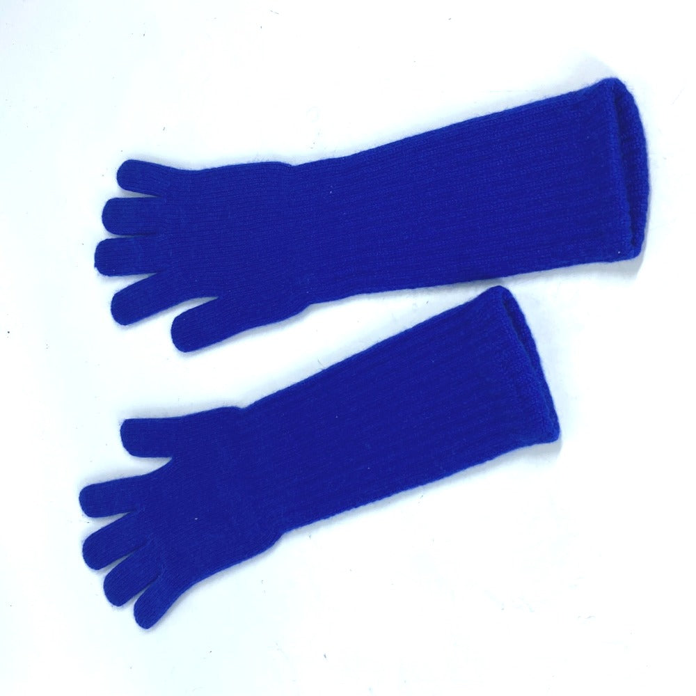 Chanel gloves cashmere Long Gloves CC COCO Blue Handbag