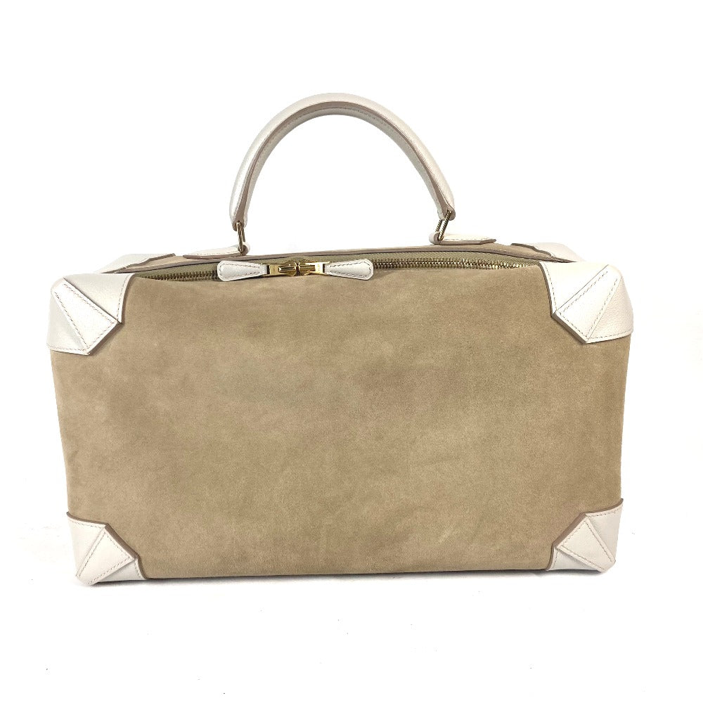 Hermes Boston Duffel Bag Chevre Grizzly Handbag Maxibox Women Beige Travel Bag