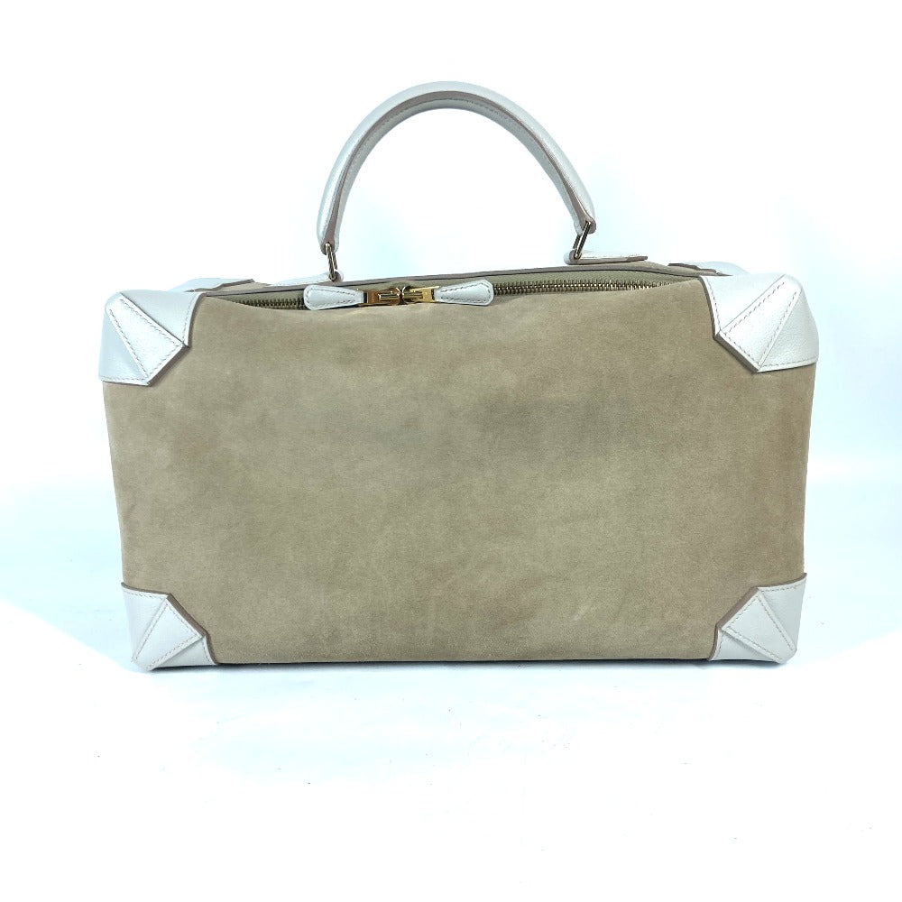 Hermes Boston Duffel Bag Chevre Grizzly Handbag Maxibox Women Beige Travel Bag