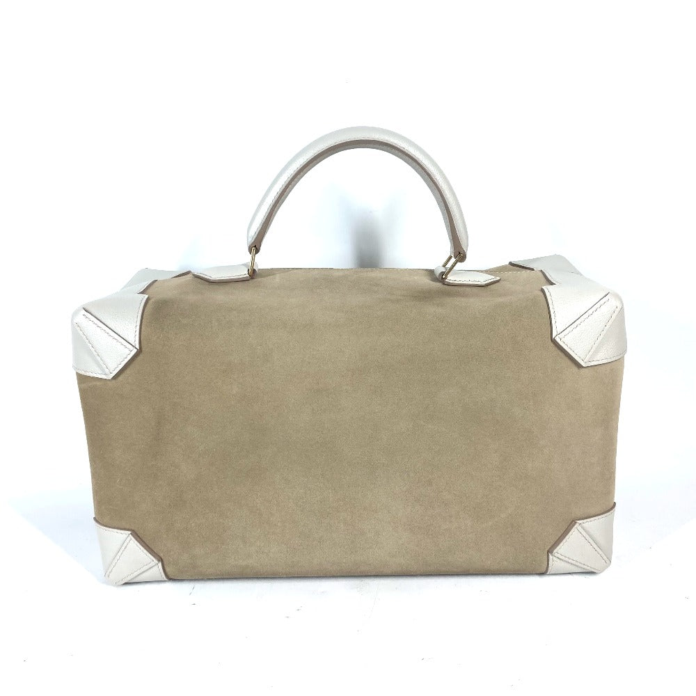Hermes Boston Duffel Bag Chevre Grizzly Handbag Maxibox Women Beige Travel Bag