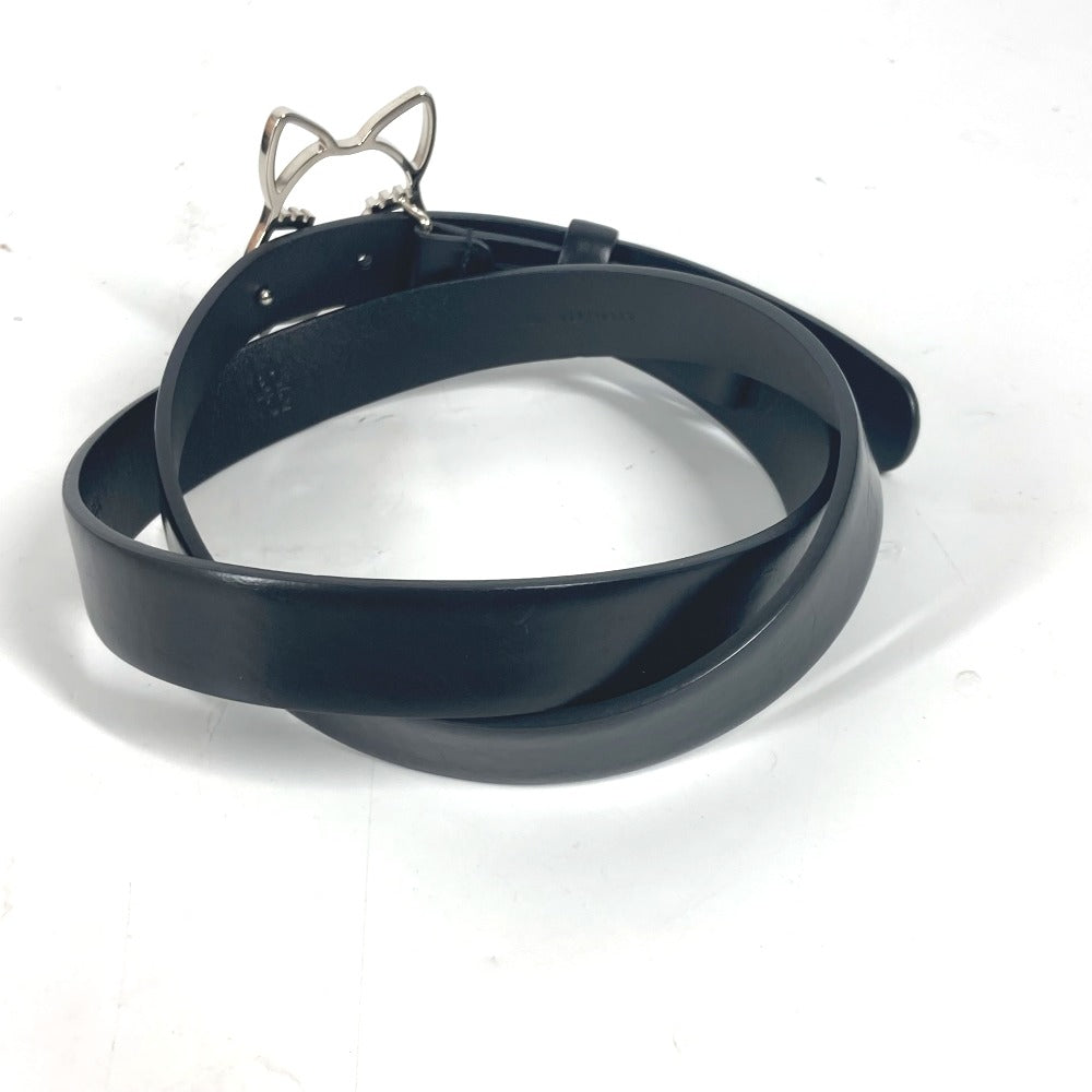 Chanel belt 16K Cat 80 Black Leather