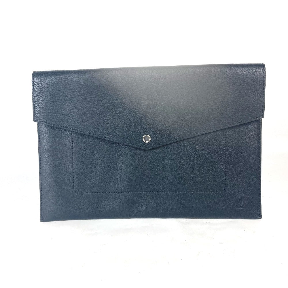 Louis Vuitton M62250 Taurillon Clemence pochette envelope Leather Black Logo Clutch Bag