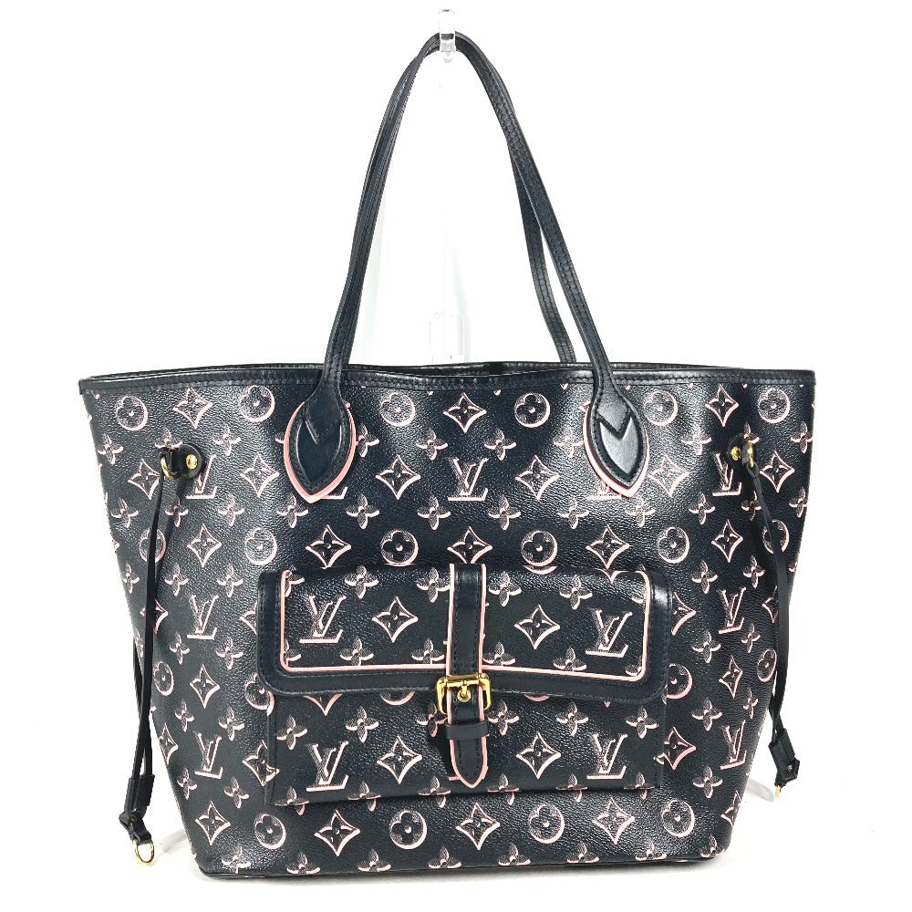 Louis Vuitton M46137 coated Neverfull MM Monogram Leather Canvas Black Apparel