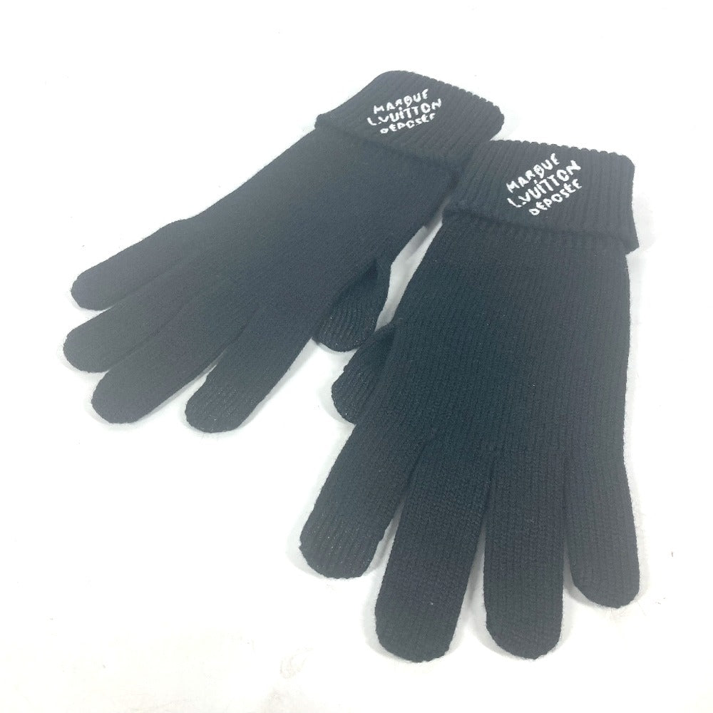 Louis Vuitton gloves M7824I Touch-screen compatible fingertips Wool Cotton Black Handbag