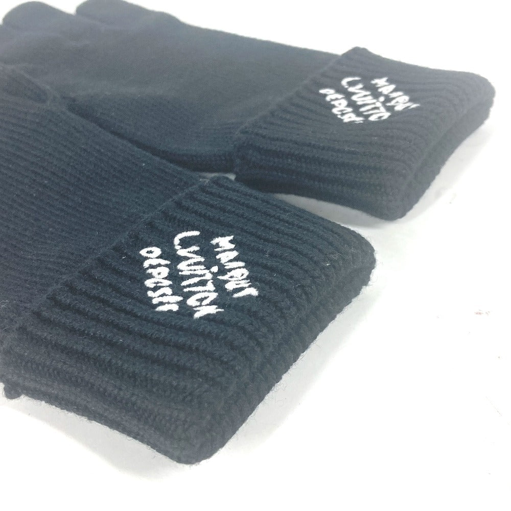 Louis Vuitton gloves M7824I Touch-screen compatible fingertips Wool Cotton Black Handbag