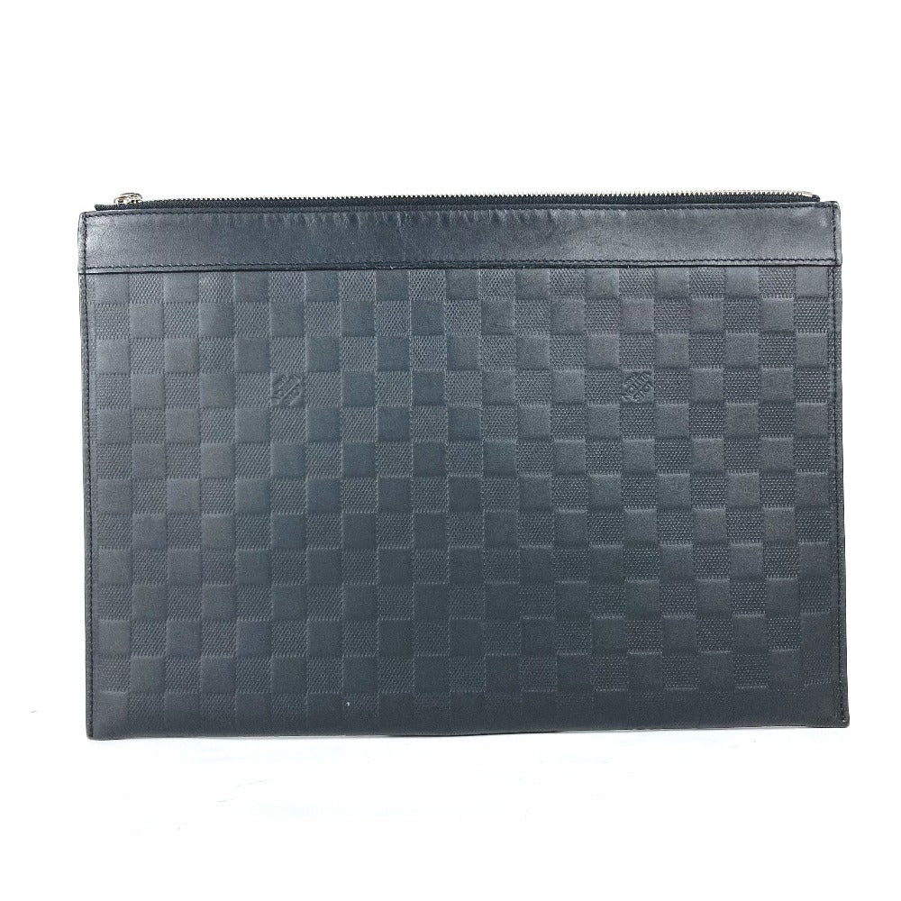 Louis Vuitton N60112 Damier Anfini Damier Anfini Leather Black Clutch Bag