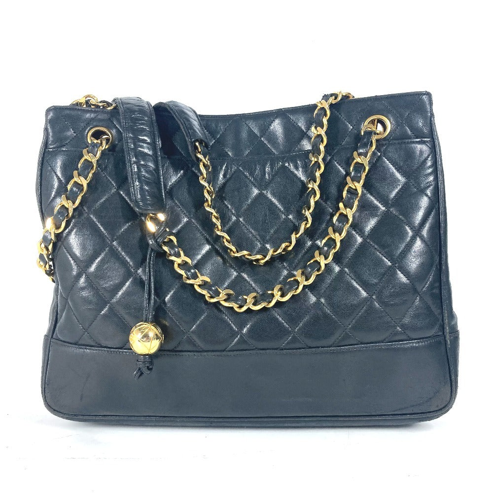 Chanel lambskin Matelasse quilting CC COCO Mark Black Shoulder Bag G 43