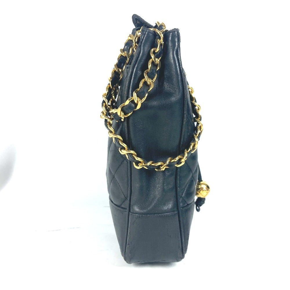 Chanel lambskin Matelasse quilting CC COCO Mark Black Shoulder Bag G 43