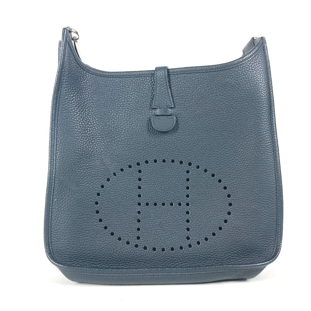 Shoulder Bag Taurillon Clemence Navy Punching H Logo
