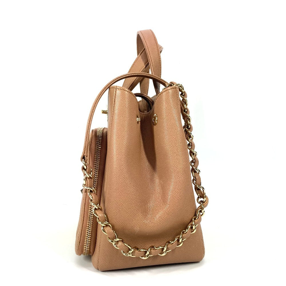 Chanel Caviar skin CC COCO Mark Matelasse Beige Small Crossbody Bag