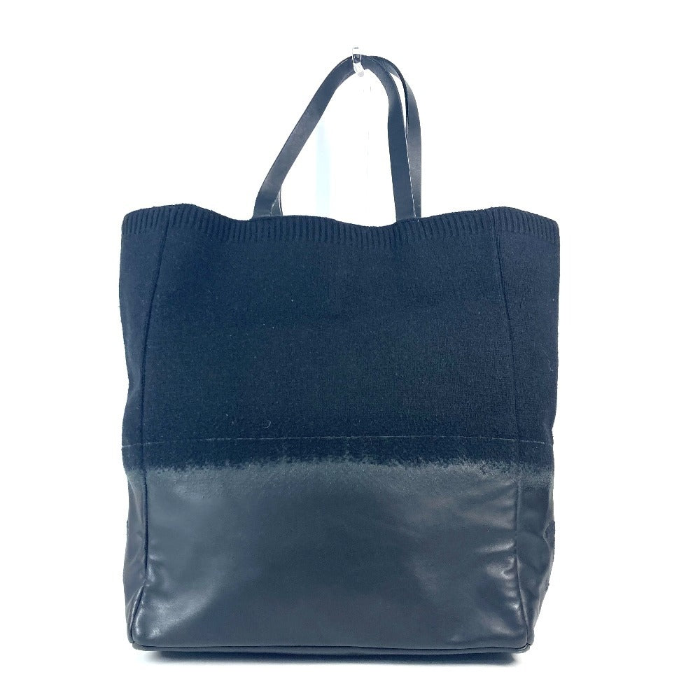 Chanel Knit CC COCO Mark logo Black Leather Shoulder Bag