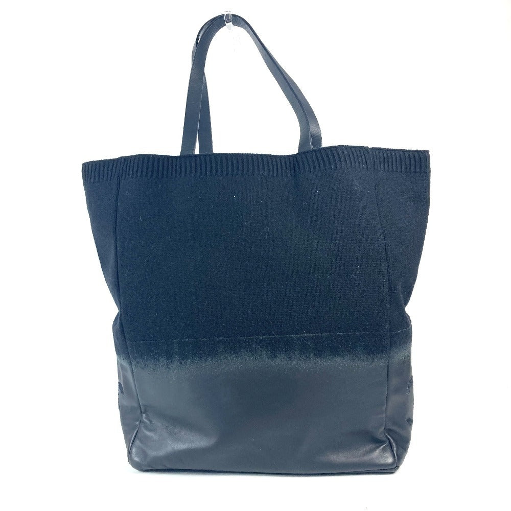 Chanel Knit CC COCO Mark logo Black Leather Shoulder Bag