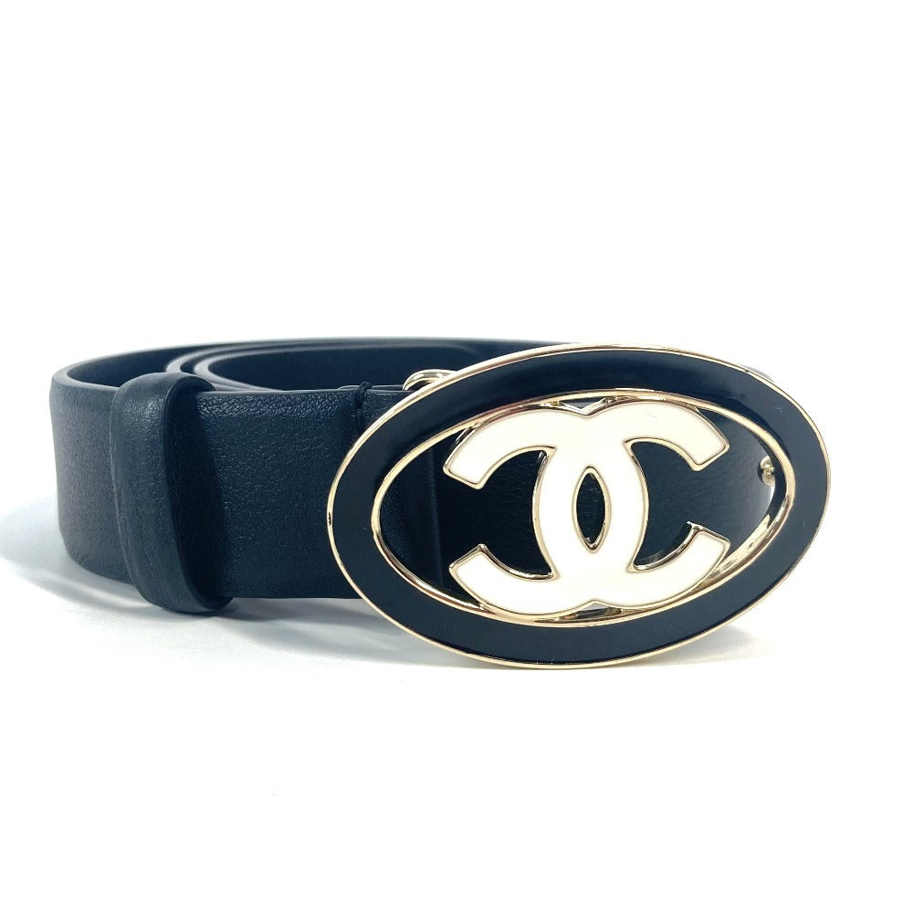 Chanel belt B24A CC COCO Mark Round Black Leather