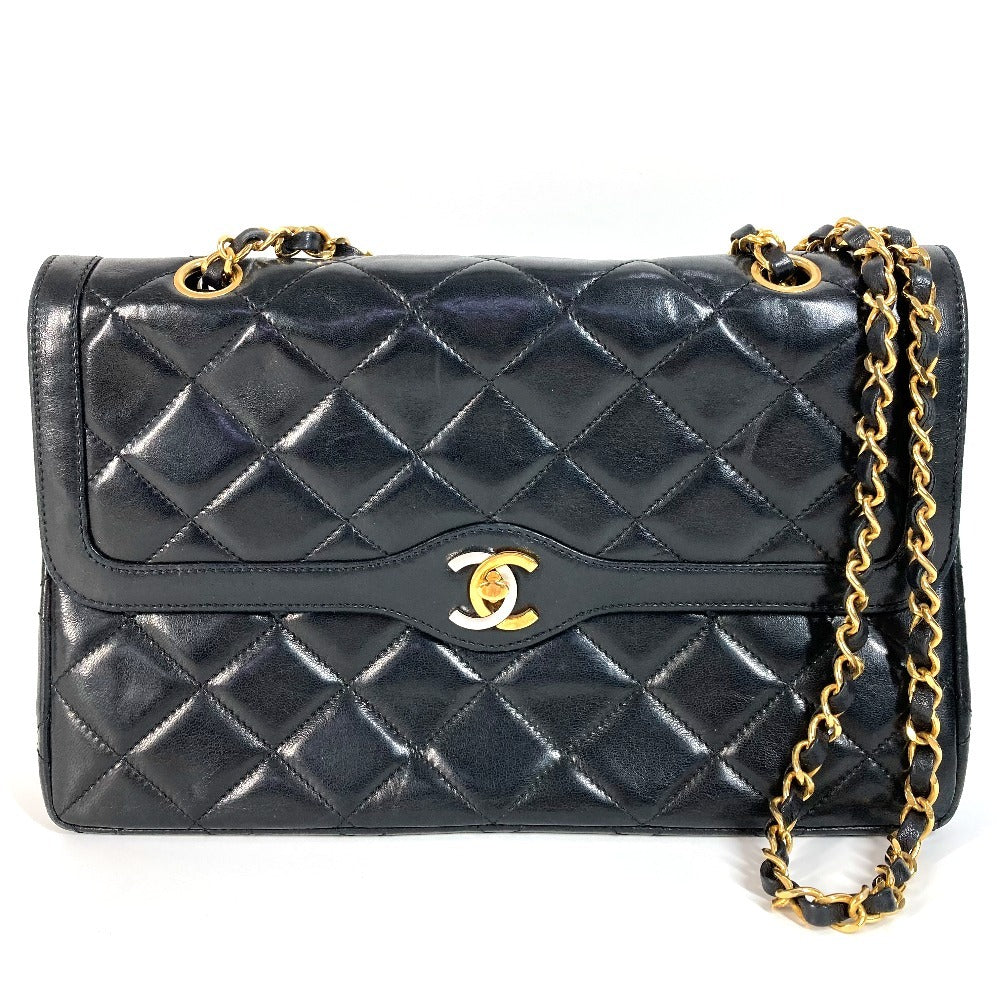 Chanel lambskin Matrasse quilting CC COCO Mark Black Shoulder Bag