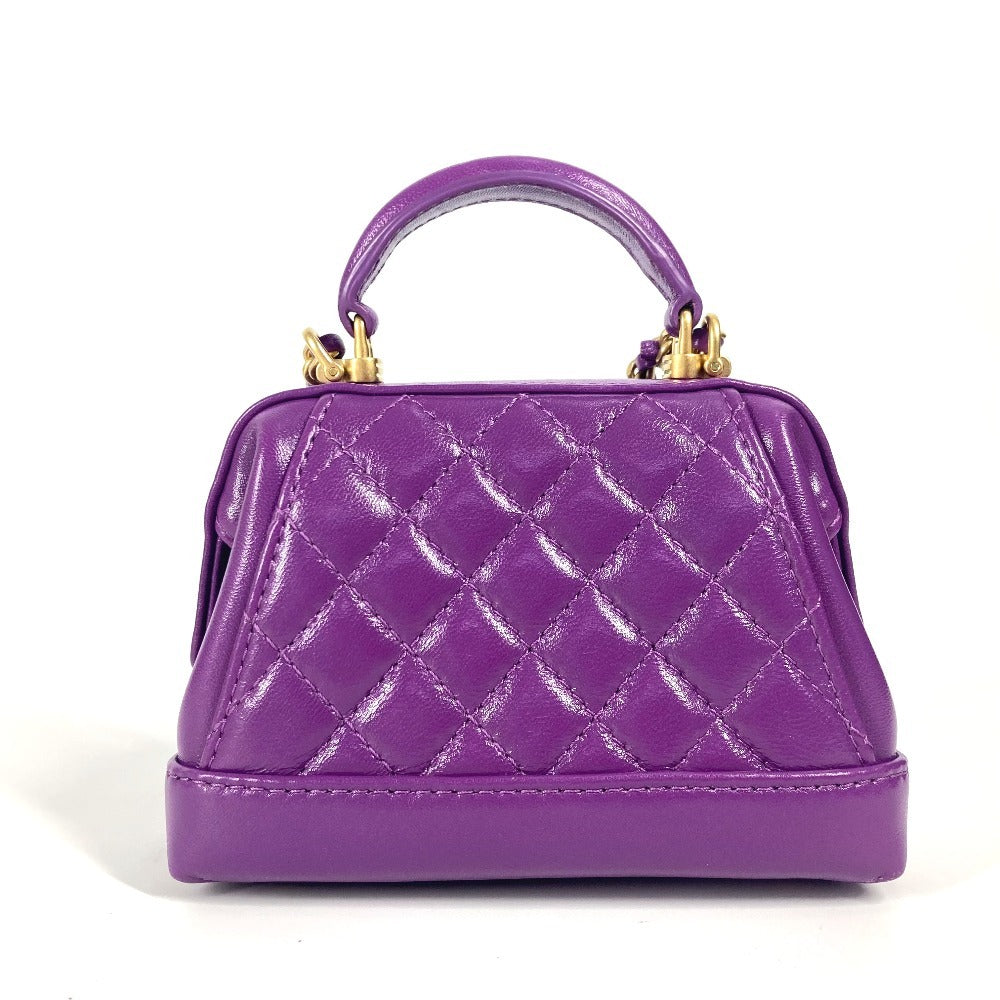 Chanel purple 24A Quilting Matelasse CC COCO Leather Shoulder Bag