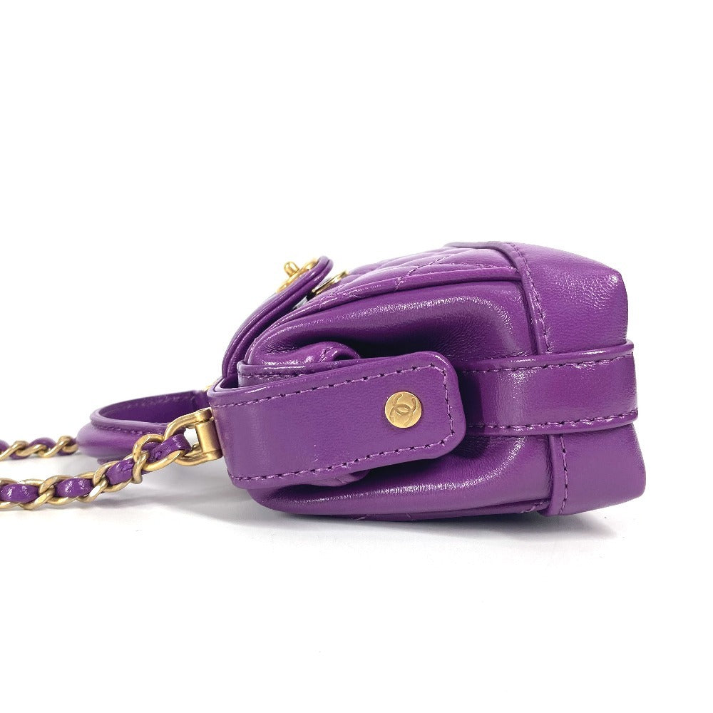 Chanel purple 24A Quilting Matelasse CC COCO Leather Shoulder Bag