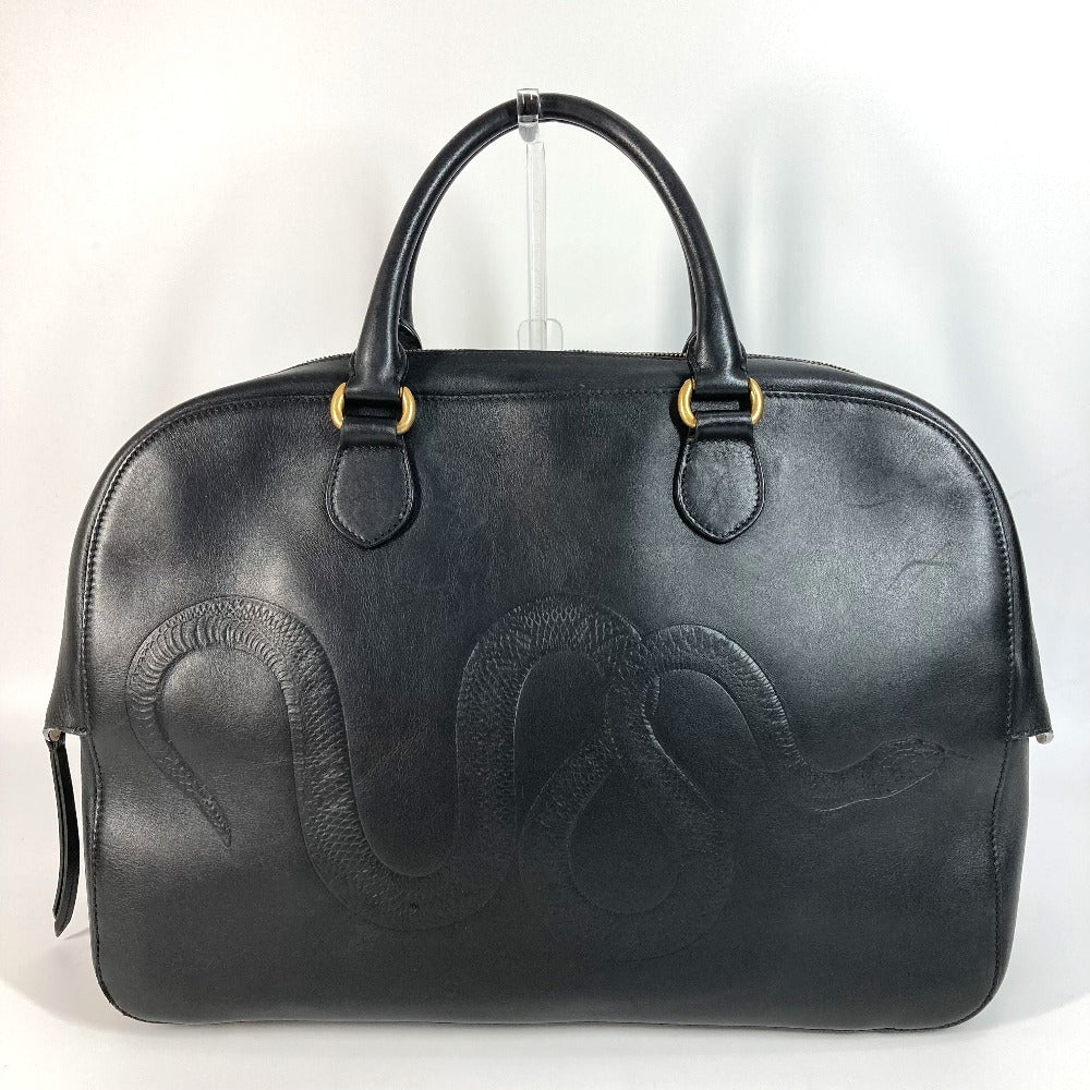 Gucci Boston Duffel Business Snake Leather Black Logo Travel Bag