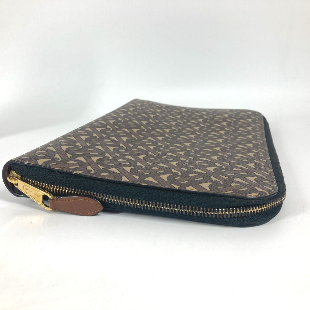 Burberry Clutch Bag Tb Unisex Unisex Leather Canvas Brown