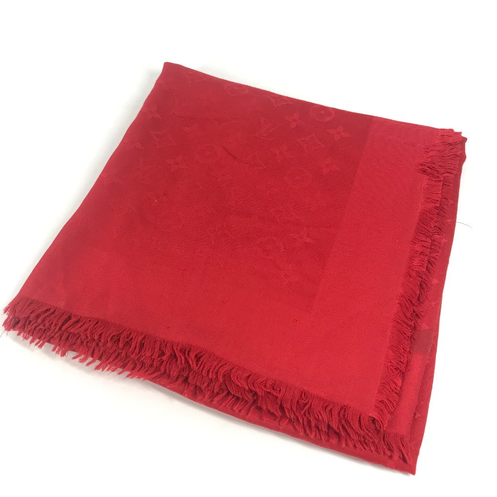 Louis Vuitton shawl Model number unknown Silk Monogram Wool Red Large Apparel