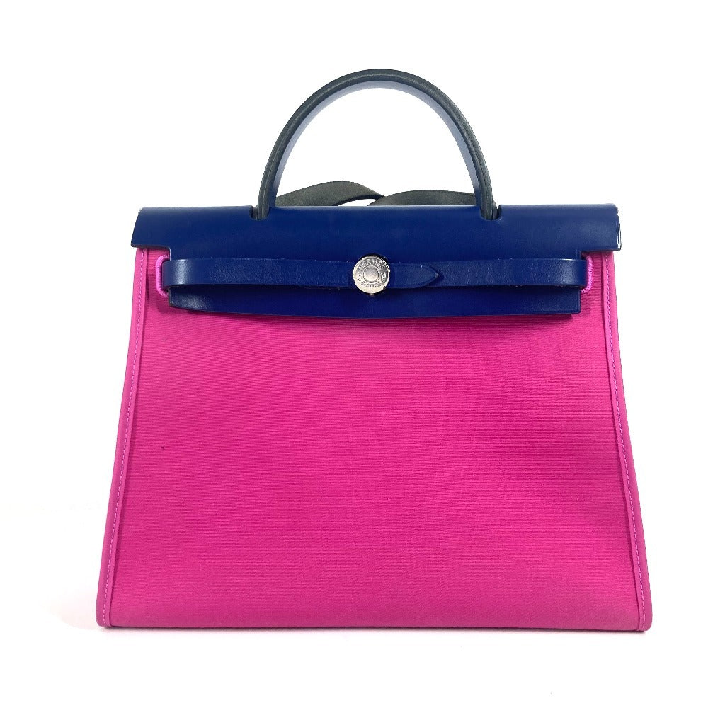 Hermes Handbag Toile Officier Vash Hunter With Porch Herbag Pink Zip Travel Bag